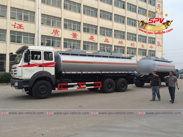 North Benz fuel tank truck (20,000 Liters) towing a fuel trailer (12,000 Liters) passed inspection
