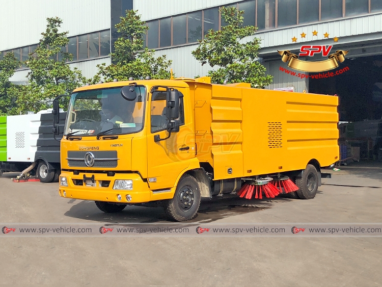 SPV shipped road sweeper truck Dongfeng(2 cbm water + 6 cbm dustbin) to Brunei in July, 2019.