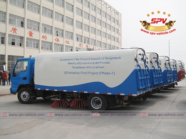 Road Sweepers JAC (right hand drive) parked in orderliness, ready for shipment