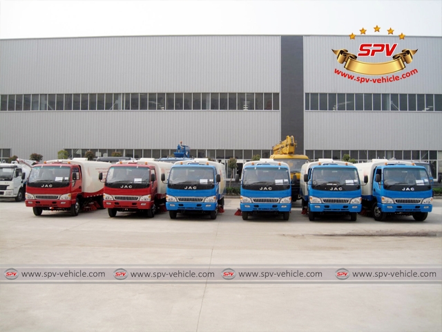 Road Sweepers JAC (right hand drive) parked in orderliness, ready for shipment